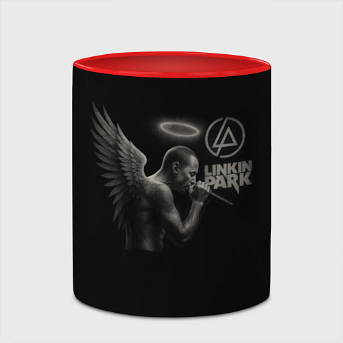 Кружка цветная Честер Беннингтон - LP angel / 3D-Белый + красный – фото 2