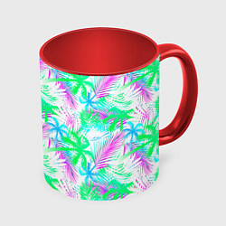 Кружка 3D Palm green light blue, цвет: 3D-белый + красный