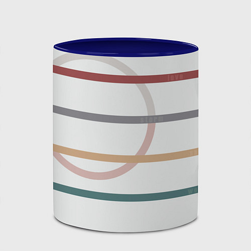 Кружка цветная Stripes and circle / 3D-Белый + синий – фото 2