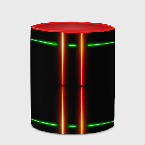 Кружка цветная Neon green black red line / 3D-Белый + красный – фото 2