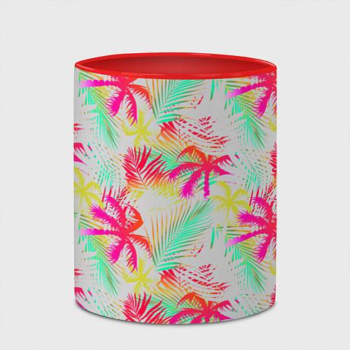 Кружка цветная Palm yellow pink / 3D-Белый + красный – фото 2
