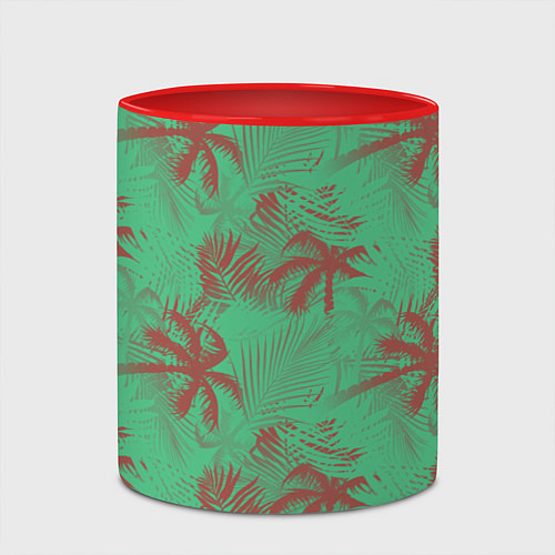 Кружка цветная Palm brown turquoise / 3D-Белый + красный – фото 2