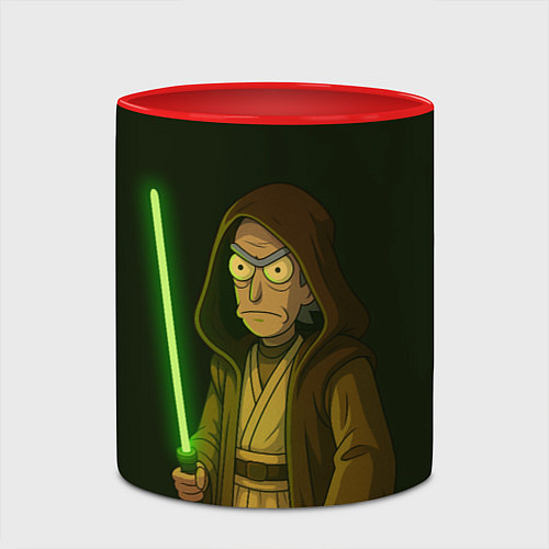 Кружка цветная Рик - магистр-джедай / 3D-Белый + красный – фото 2