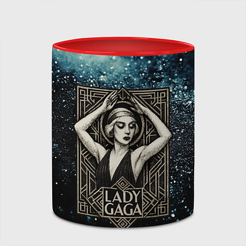 Кружка цветная Lady Gaga ретро / 3D-Белый + красный – фото 2