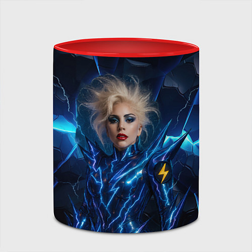 Кружка цветная Леди Гага женщина молния / 3D-Белый + красный – фото 2