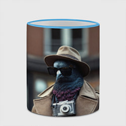 Кружка 3D Голубь шпион с ретро фотокамерой, цвет: 3D-небесно-голубой кант — фото 2
