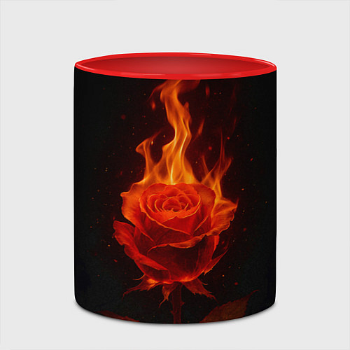 Кружка цветная Flaming rose / 3D-Белый + красный – фото 2