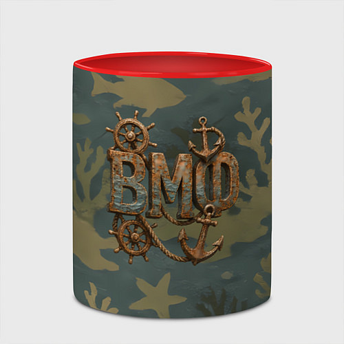 Кружка цветная ВМФ старые буквы / 3D-Белый + красный – фото 2