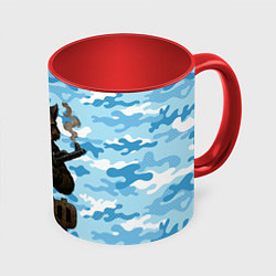 Кружка 3D Волк с красными глазами ВМФ, цвет: 3D-белый + красный