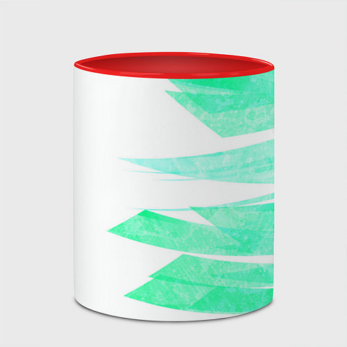 Кружка цветная Color white light blue strip / 3D-Белый + красный – фото 2