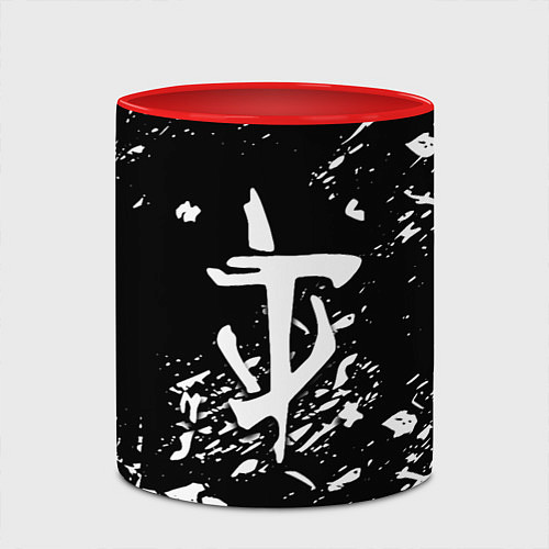 Кружка цветная Doom белые краски штрихи / 3D-Белый + красный – фото 2