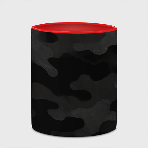 Кружка цветная Черно-серая текстура камуфляжа / 3D-Белый + красный – фото 2