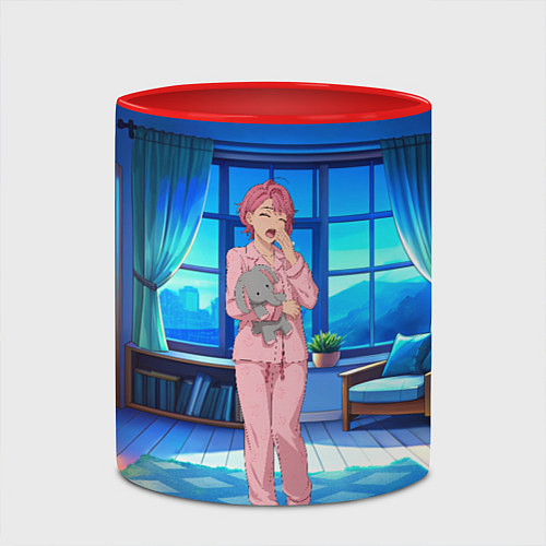 Кружка цветная Сиратори Айра хочет спать / 3D-Белый + красный – фото 2