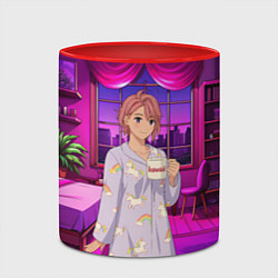 Кружка 3D Дандадан Сиратори Айра с кофе, цвет: 3D-белый + красный — фото 2