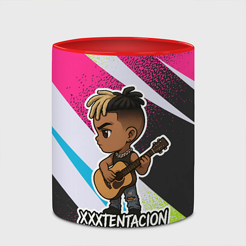 Кружка цветная XXXTentacion в мультяшном стиле / 3D-Белый + красный – фото 2