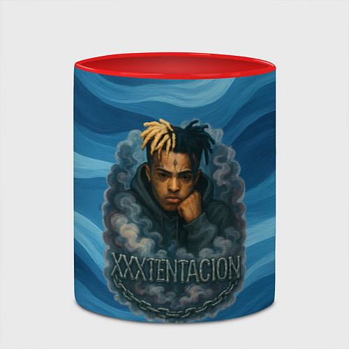 Кружка цветная XXXTentacion в облаке / 3D-Белый + красный – фото 2