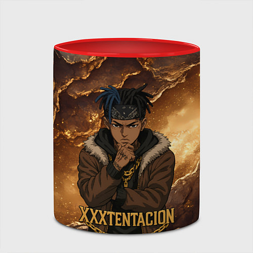 Кружка цветная XXXTentacion anime style / 3D-Белый + красный – фото 2
