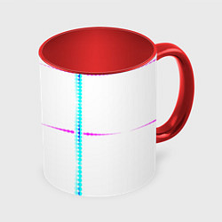 Кружка 3D Color white blue pink stripes, цвет: 3D-белый + красный