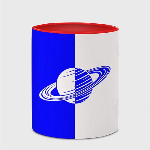 Кружка цветная Сатурн сине-белый / 3D-Белый + красный – фото 2