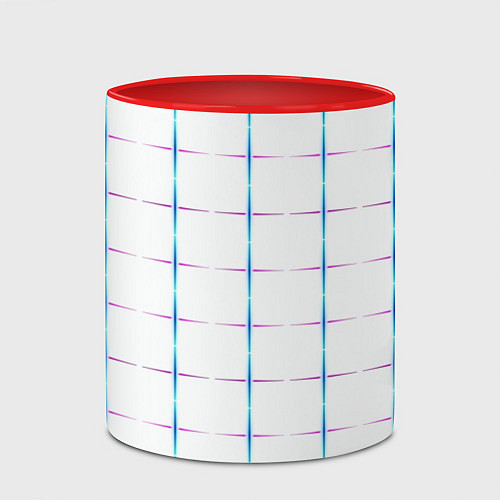 Кружка цветная Color white blue stripes / 3D-Белый + красный – фото 2