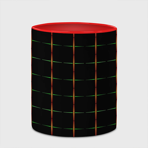 Кружка цветная Color black orange green crosses / 3D-Белый + красный – фото 2