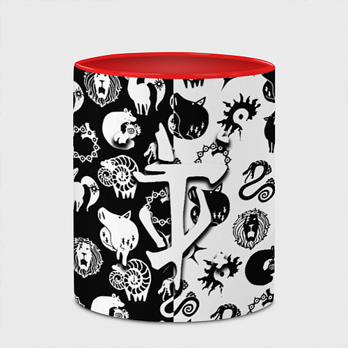 Кружка цветная Doom anime black pattern / 3D-Белый + красный – фото 2