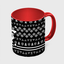 Кружка 3D Doom x witcher pattern, цвет: 3D-белый + красный