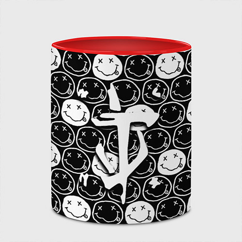 Кружка цветная Doom x nirvana pattern / 3D-Белый + красный – фото 2