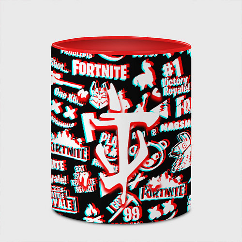 Кружка цветная Doom x fortnite glitch / 3D-Белый + красный – фото 2