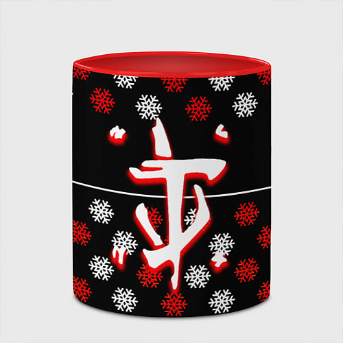 Кружка цветная Doom winter pattern steel / 3D-Белый + красный – фото 2