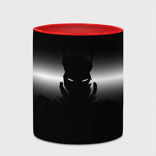 Кружка цветная Силуэт Бэтмена - градиент / 3D-Белый + красный – фото 2