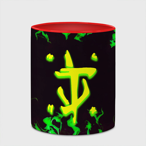 Кружка цветная Doom зелёный огонь / 3D-Белый + красный – фото 2