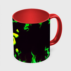 Кружка 3D Doom зелёный огонь, цвет: 3D-белый + красный