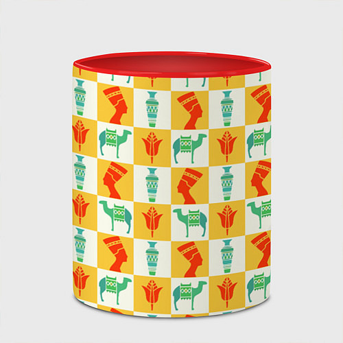 Кружка цветная Мотивы Египта / 3D-Белый + красный – фото 2