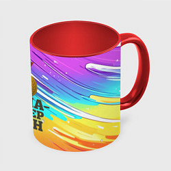 Кружка 3D Медаль Саша номер один, цвет: 3D-белый + красный