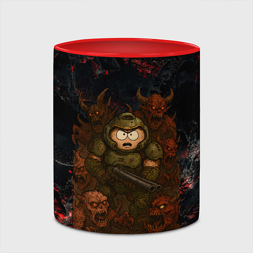 Кружка цветная Эрик Картман Doom / 3D-Белый + красный – фото 2