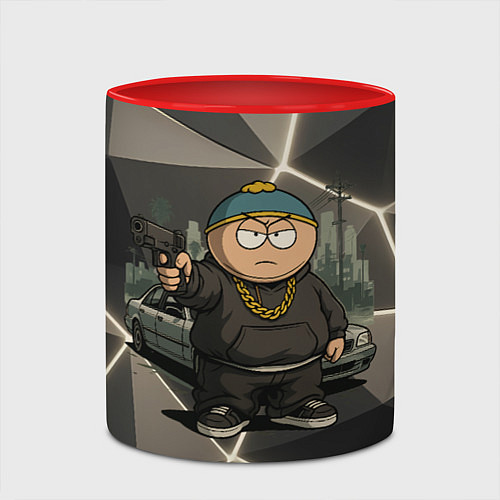 Кружка цветная Эрик Картман в стиле Gta / 3D-Белый + красный – фото 2