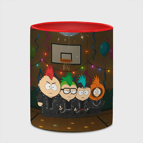 Кружка цветная Южный парк панки на школьной дискотеке / 3D-Белый + красный – фото 2