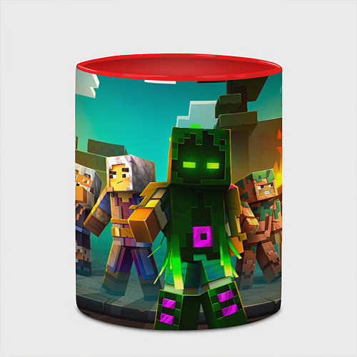 Кружка цветная Майнкрафт - исследование территории / 3D-Белый + красный – фото 2