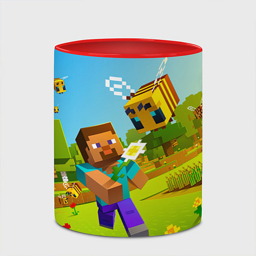 Кружка цветная Стив и пчела / 3D-Белый + красный – фото 2
