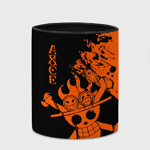 Кружка цветная One Piece - Ace / 3D-Белый + черный – фото 2