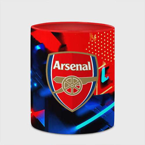 Кружка цветная Arsenal неоновая геометрия / 3D-Белый + красный – фото 2