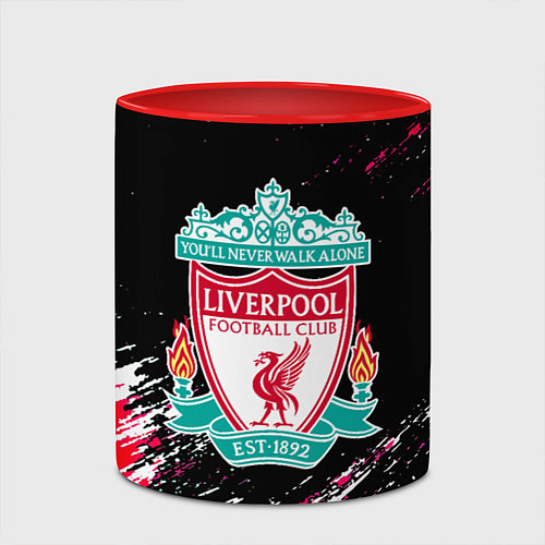 Кружка цветная Liverpool краски штрихи / 3D-Белый + красный – фото 2