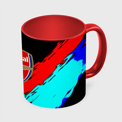 Кружка 3D Arsenal полосы краски, цвет: 3D-белый + красный