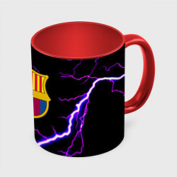 Кружка 3D Barcelona neon storm, цвет: 3D-белый + красный
