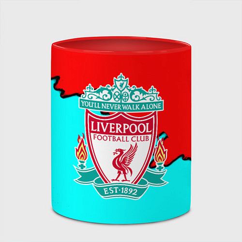 Кружка цветная Liverpool краски текстура штрихи / 3D-Белый + красный – фото 2