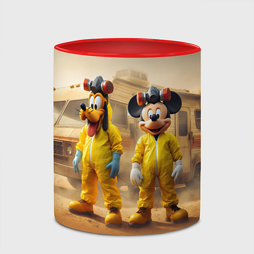 Кружка цветная Mickey and Pluto - Breaking bad soap opera / 3D-Белый + красный – фото 2