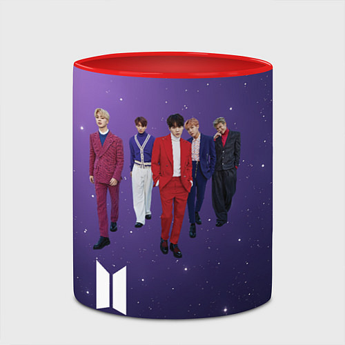 Кружка цветная BTS фиолетовый фон / 3D-Белый + красный – фото 2