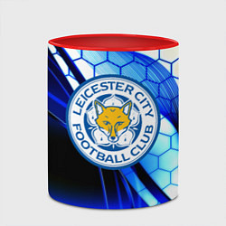 Кружка 3D Лестер сити броня соты, цвет: 3D-белый + красный — фото 2