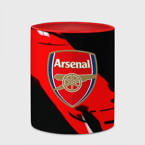 Кружка цветная Арсенал геометрия полосы краски / 3D-Белый + красный – фото 2